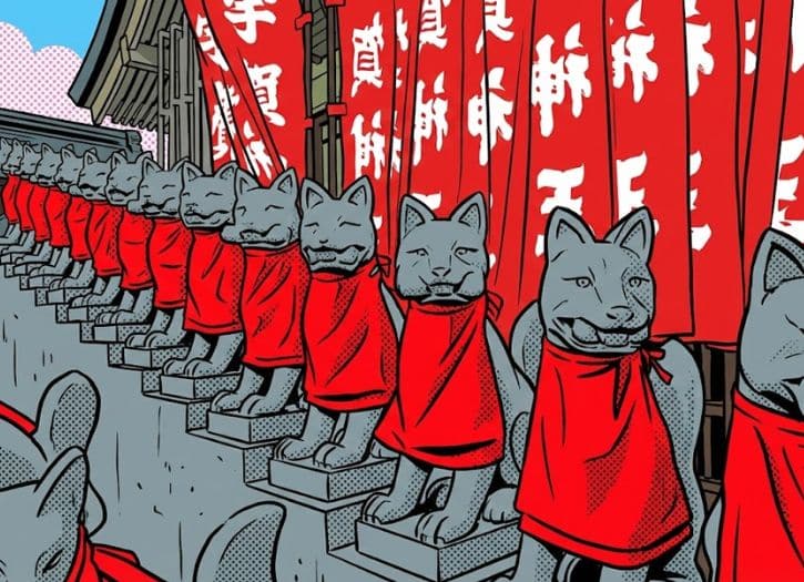 Toyokawa Inari red lanterns