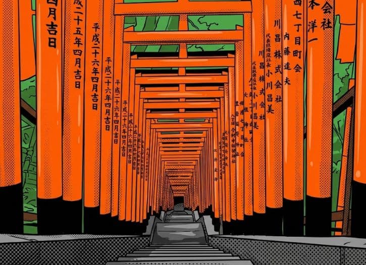 Torii gate walkway in Tokyo