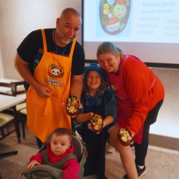 Family showing Christmas seasonal character bento