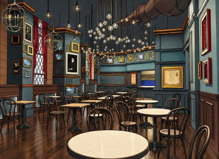 Inside the Harry Potter Cafe & Wizarding Plaza