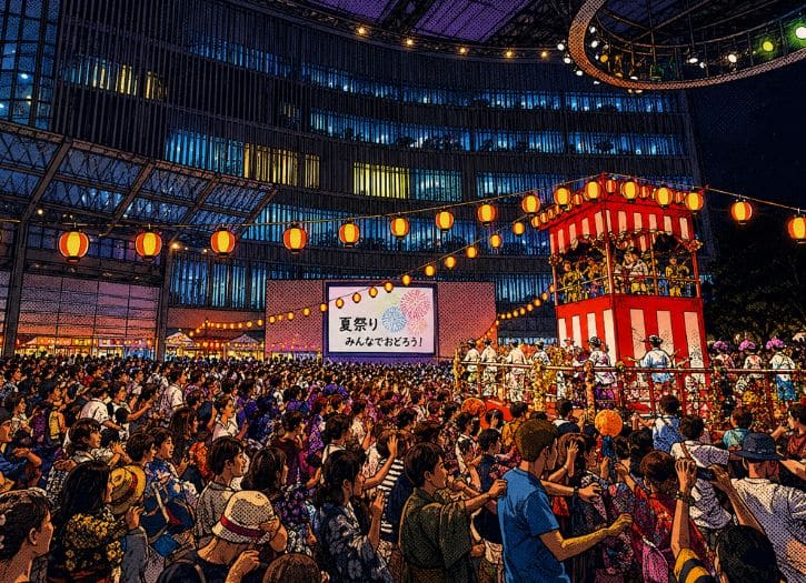 Roppongi Hills summer festival with food stalls and lanterns