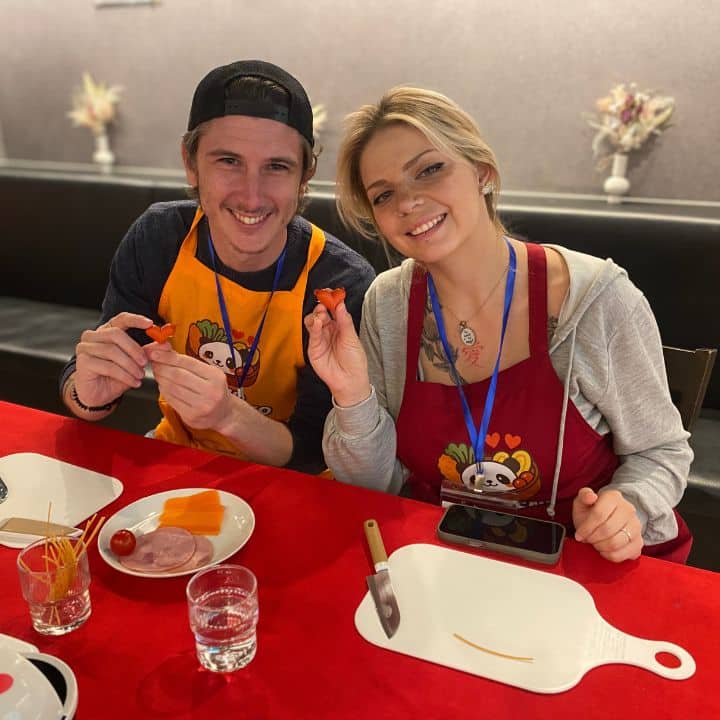 Family enjoying the character bento workshop together